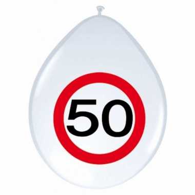 16x stuks ballonnen 50 jaar verkeersbord versiering