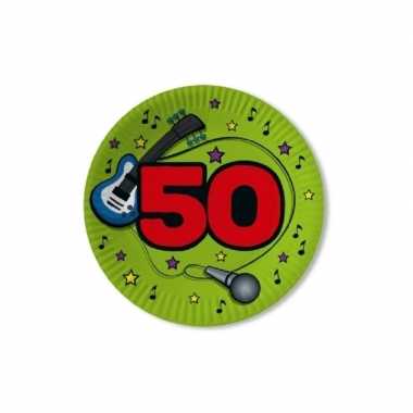 30x stuks papieren party bordjes verjaardag 50 jaar groen 23 cm