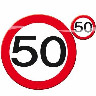 8x stuks placemats en 8x onderzetters 50 jaar leeftijd feestartikelen