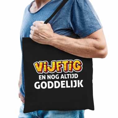 Vijftig en goddelijk verjaardag cadeau tas abraham 50 jaar zwart voor heren
