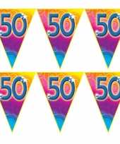 3x stuks verjaardag thema 50 jaar geworden feest vlaggenlijn van 5 meter