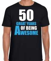 50 great years of being awesome verjaardag cadeau t shirt zwart voor heren