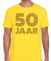 50 jaar goud glitter verjaardag t-shirt geel heren