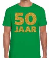 50 jaar goud glitter verjaardag t shirt groen heren