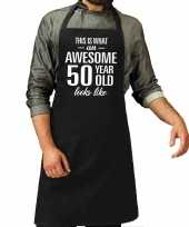 Awesome 50 year 50 jaar cadeau bbq keuken schort zwart heren