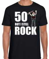 Verjaardag cadeau t shirt abraham 50 but i still rock zwart voor heren